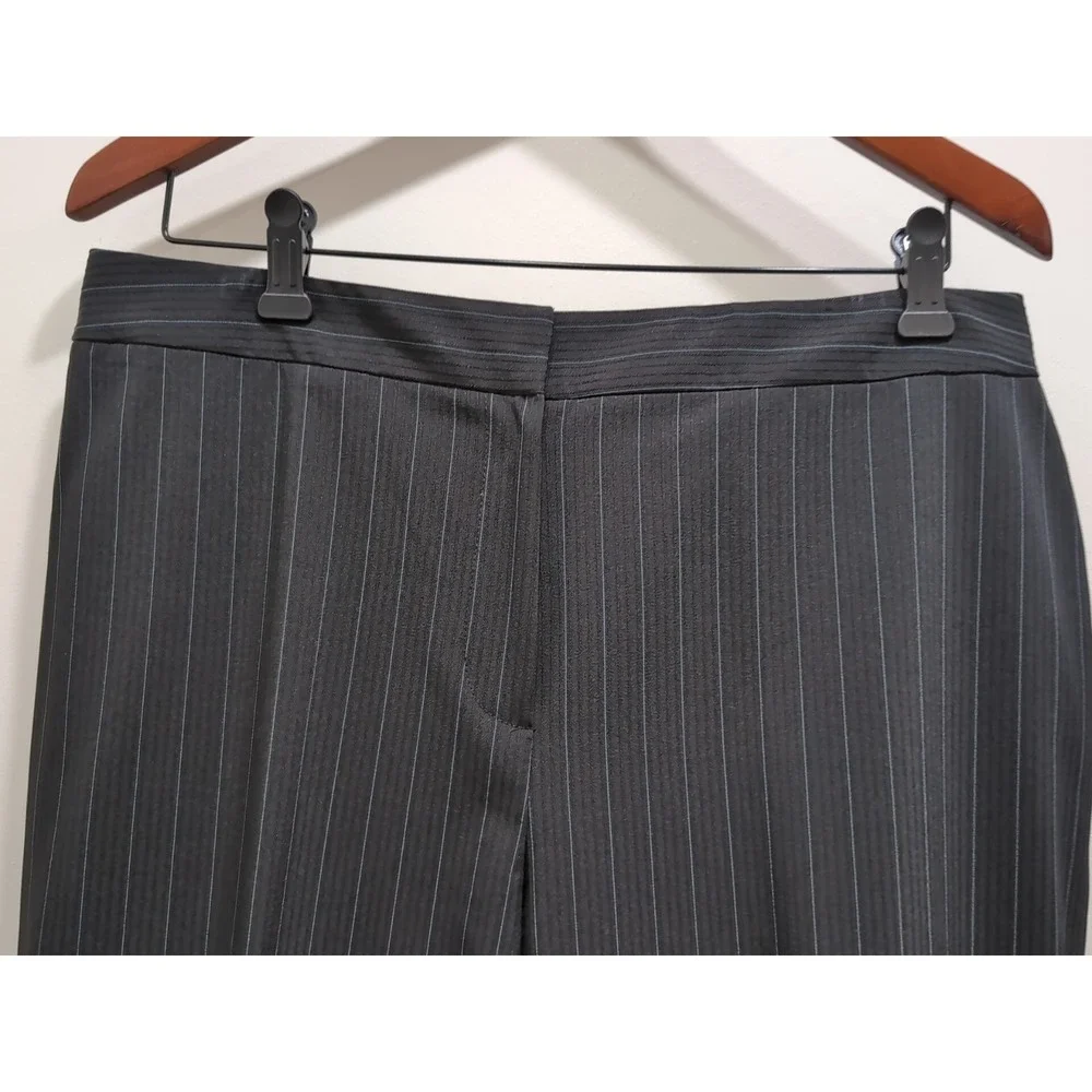 Tahari Arthur S. Levine 3pc Black Pinstripe Suit 12 Pants Blazer Tank Career Set
